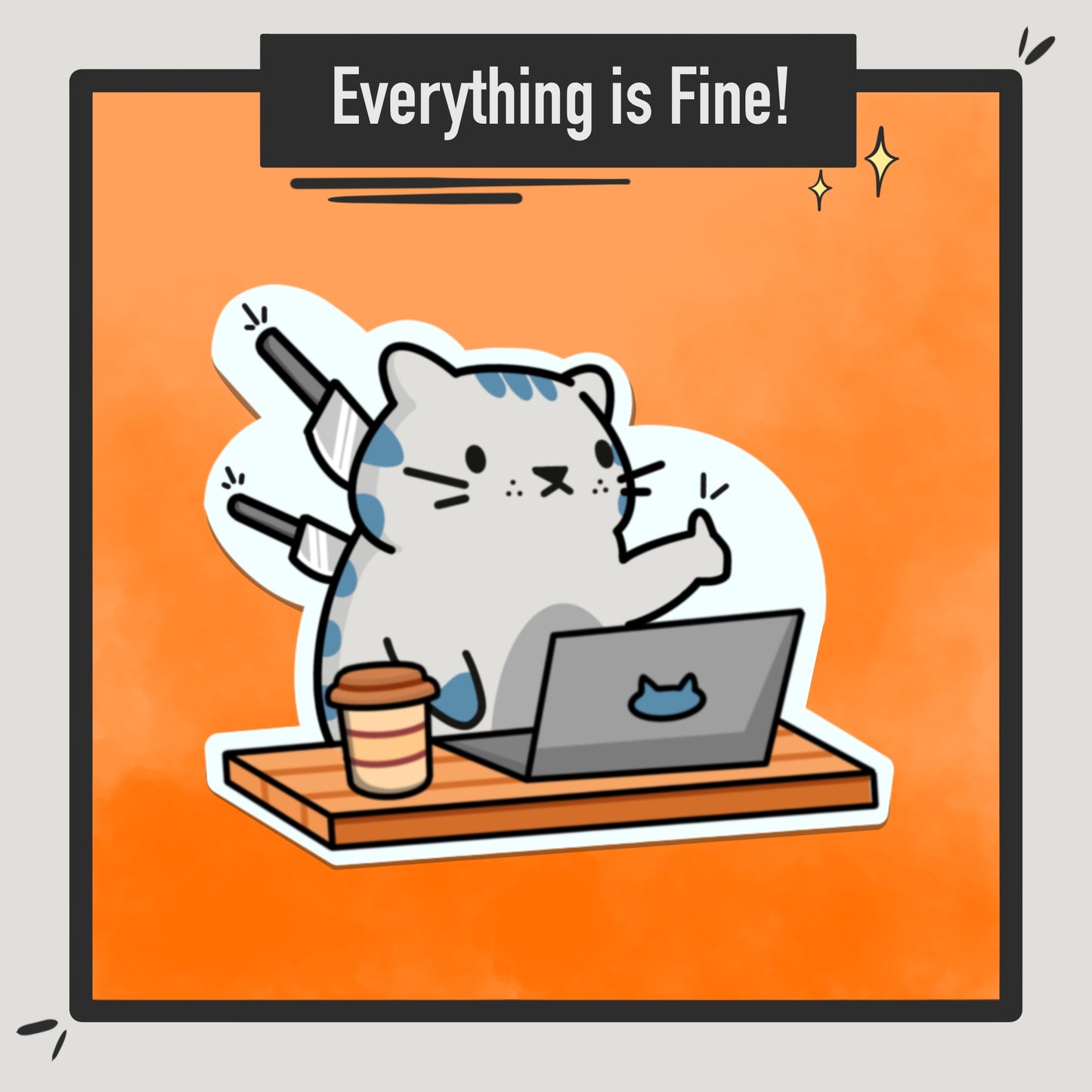Cat Working Stickers