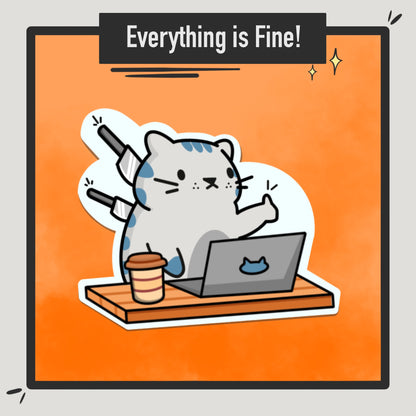 Cat Working Stickers