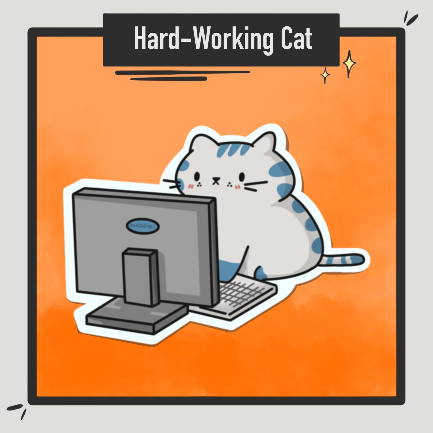 Cat Working Stickers